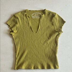 BDG Chartreuse Ribbed Short Sleeve Top